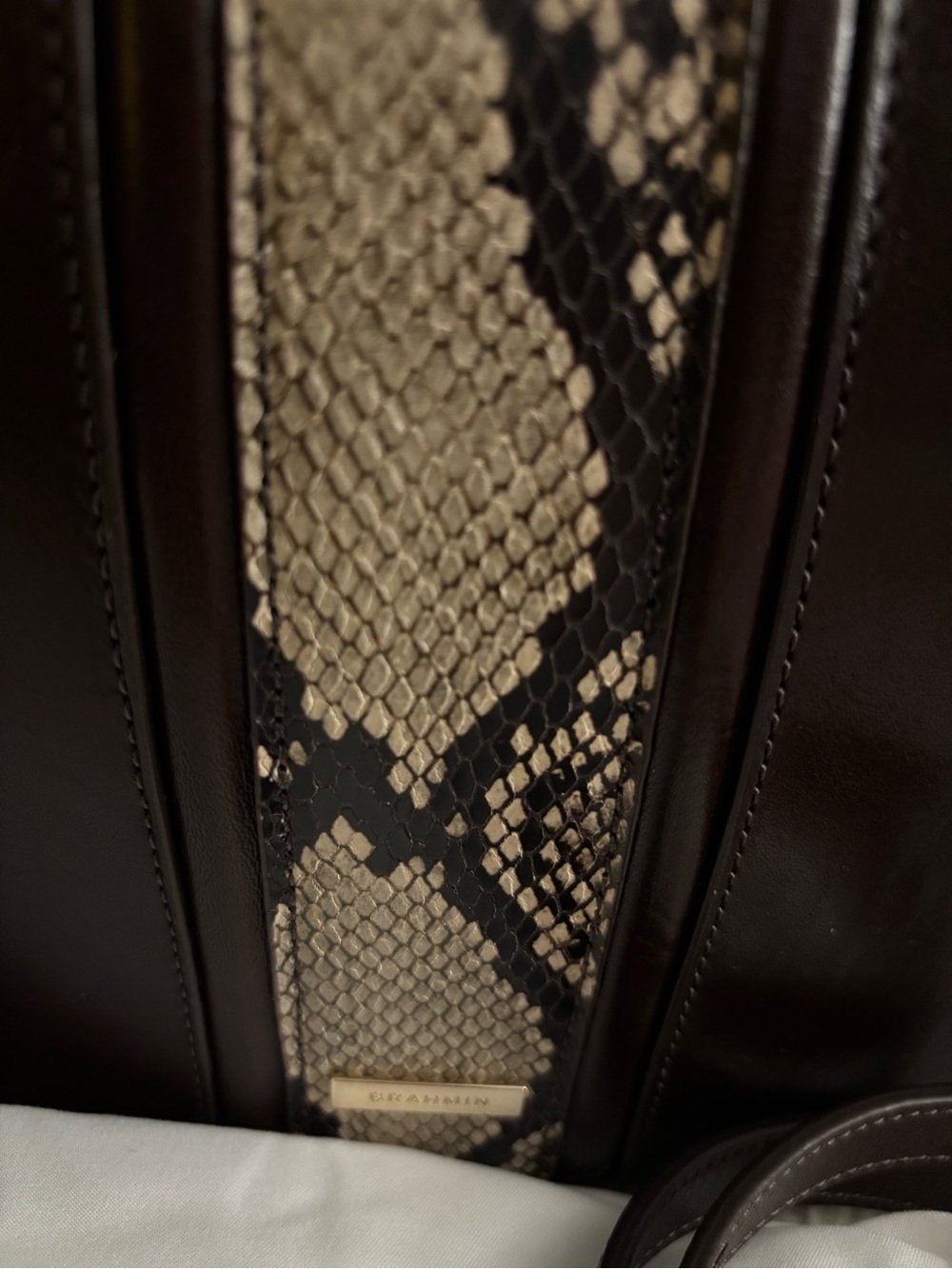 Brahmin Mira Leather Tote Espresso Layton | Large Market Tote - Picture 4 of 8
